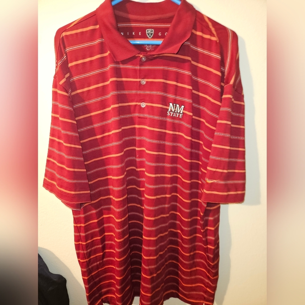 Nike Golf Mens Red Striped Polo Shirt Size Xl